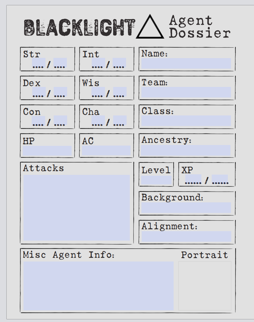 Blacklight Character Sheet - Form Fillable